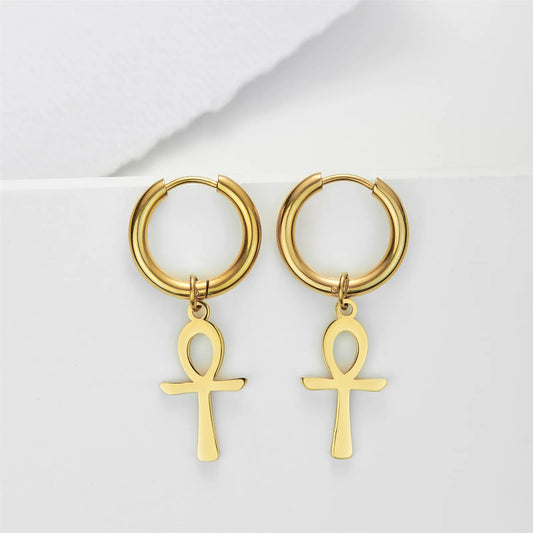 Skyrim Egypt Ankh Cross Drop Earrings