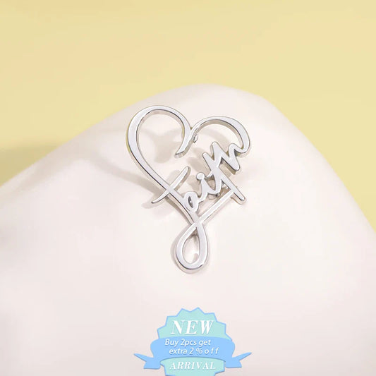 Believers Live Forever Enamel Pin – Heart & Cross Christian Quote Brooch for Backpacks & Clothing