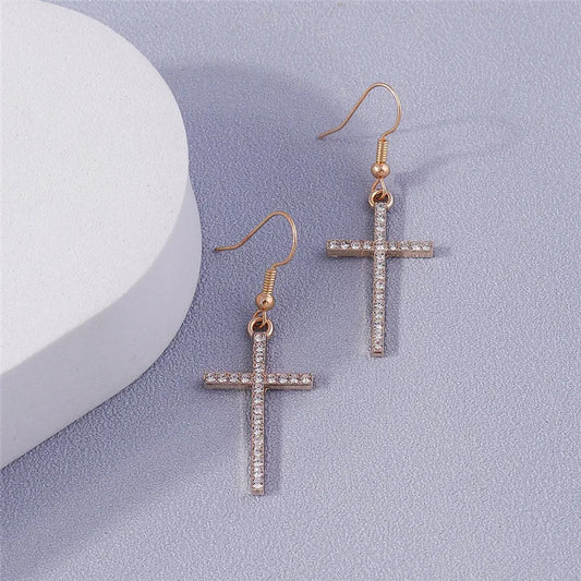 Zircon Crystal Cross Earrings