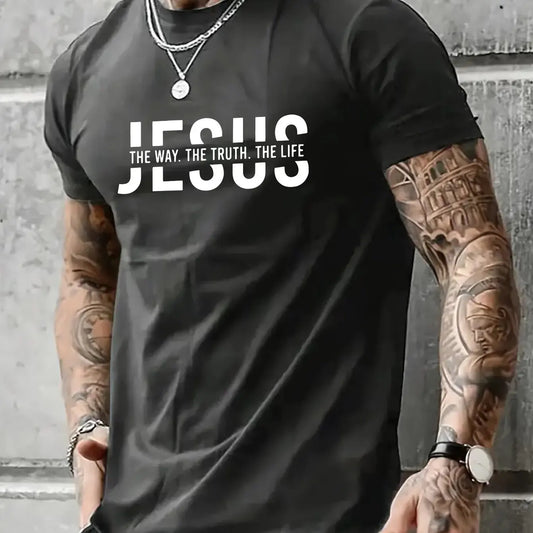 "Jesus – The Way, The Truth, The Life" T-Shirt – 100% Cotton Casual Summer Tee for Men