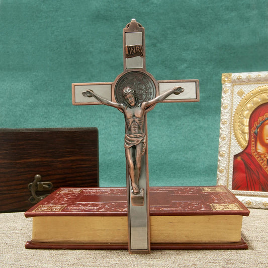 HT New Alloy Gold-Plated INRI Jesus Christ Crucifix