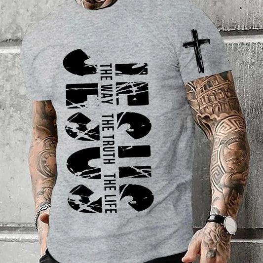 "Jesus – The Way, The Truth, The Life" T-Shirt – Retro Christian Streetwear for Men