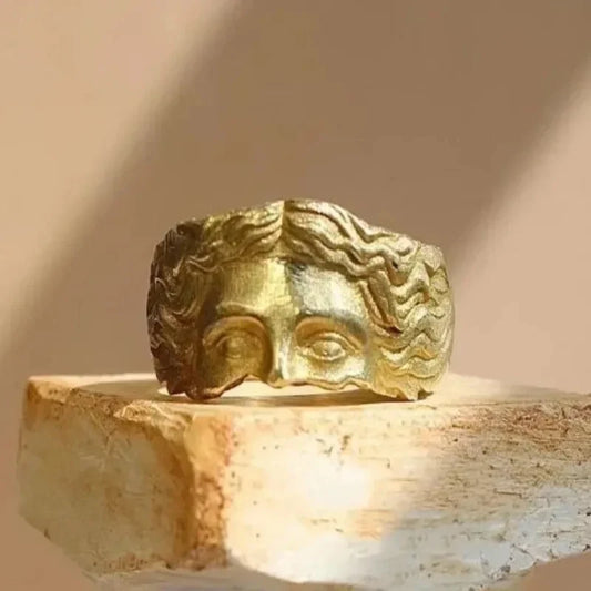 Vintage Gold & Silver Color Jesus Half Face Open Ring