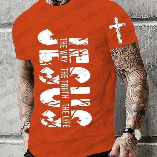 "Jesus – The Way, The Truth, The Life" T-Shirt – Retro Christian Streetwear for Men