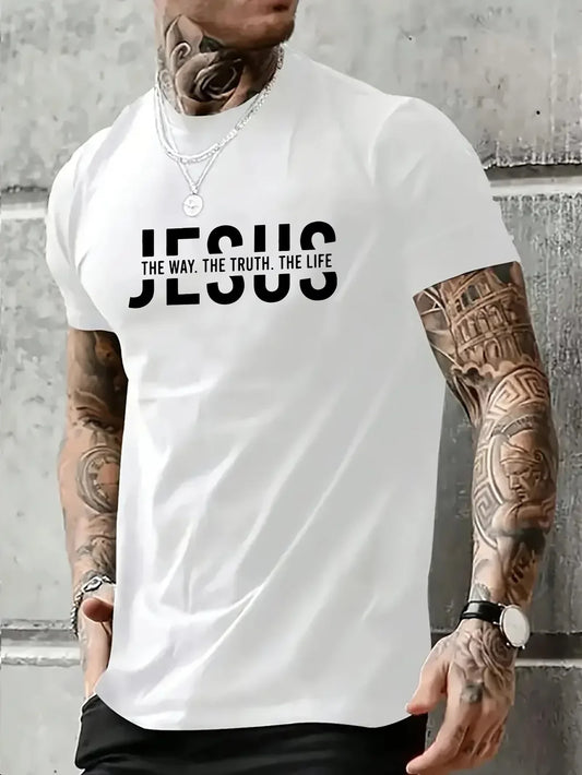 "Jesus – The Way, The Truth, The Life" T-Shirt – 100% Cotton Casual Summer Tee for Men