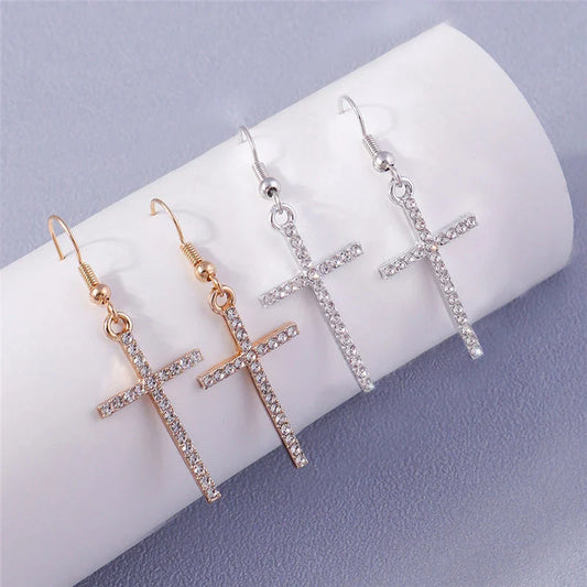 Zircon Crystal Cross Earrings