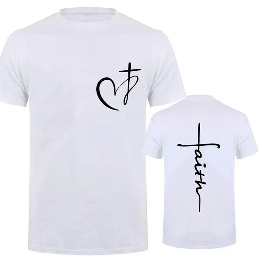 Heart Cross Print Christian T-Shirt
