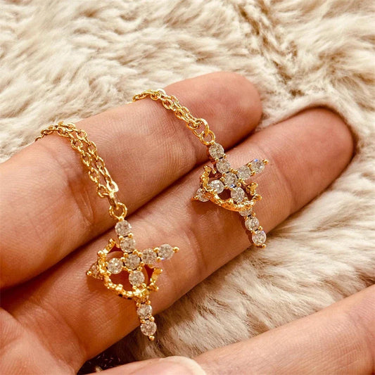 Exquisite Zircon Cross Pendant Necklace – Elegant Christian Jewelry Gift