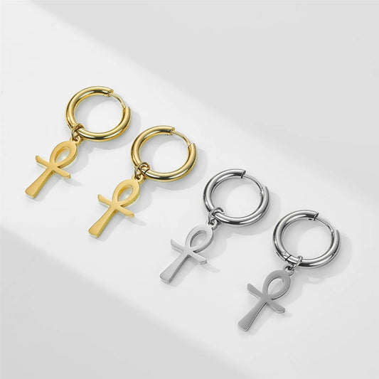 Skyrim Egypt Ankh Cross Drop Earrings