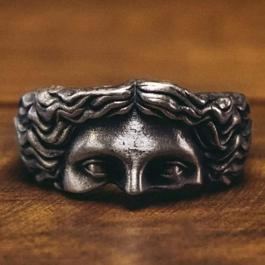 Vintage Gold & Silver Color Jesus Half Face Open Ring