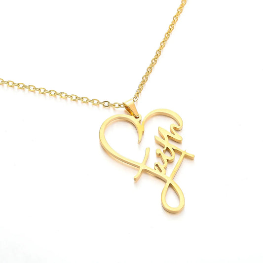 xunyue Religious Faith Heart Cross Necklace Women Men Stainless Steel Christian Inspirational Jewelry Gift