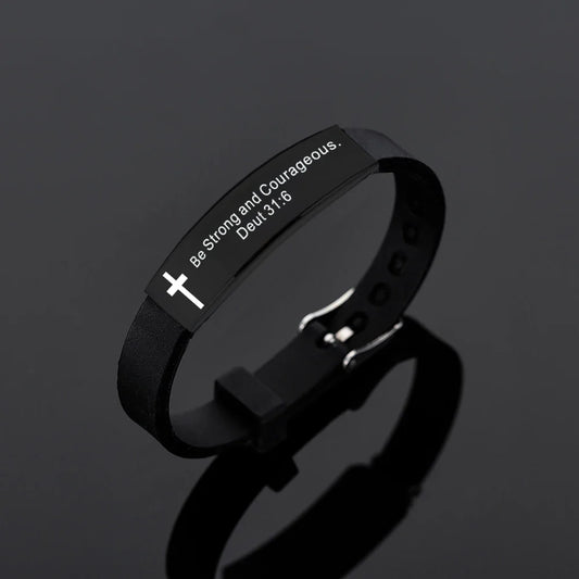 Religious Cross Jesus Scripture Bracelets – Inspirational Christian Silicone Jewelry for Men