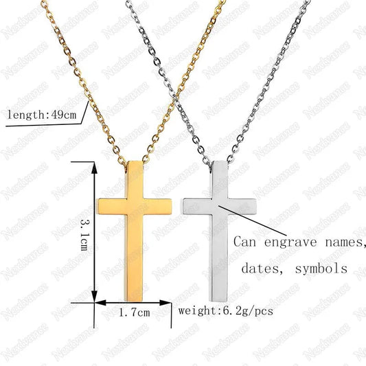 Nextvance Custom Personalized Cross Necklace – Engraved Name & Date Pendant in Stainless Steel