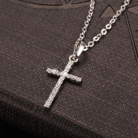 Fashion Crystal Jesus Cross Pendant Necklace – Gold & Black Color Jewelry for Men & Women (Dropshipping & Wholesale)