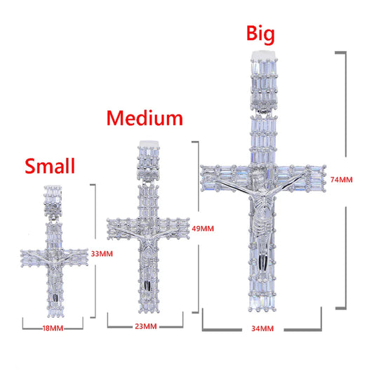 Iced Out Jesus Cross Pendant Necklace – Gold Color Bling with 5A Geometric Zircon for Men & Women