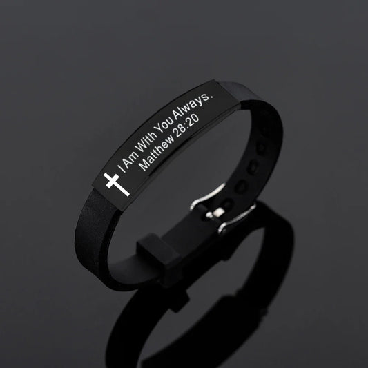 Religious Cross Jesus Scripture Bracelets – Inspirational Christian Silicone Jewelry for Men