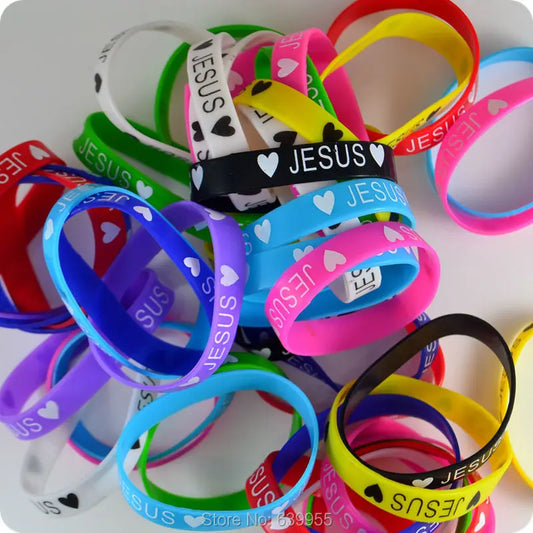 10x Heart JESUS silicone Bracelet wristband Catholic Christian Orthodox Religious Fashion Jewelry