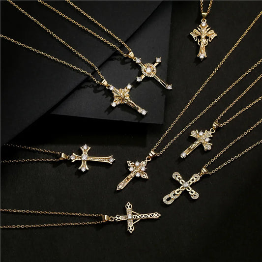 NEWBUY Gold Color Jesus Cross Pendant Necklace – Stainless Steel Christian Jewelry for Men & Women