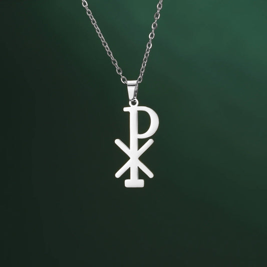 Chi Rho Necklace – Stainless Steel Christian Pendant for Men & Women