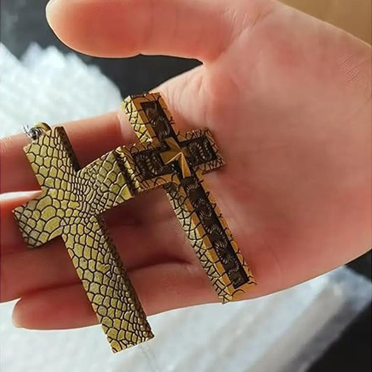 Secret Compartment Cross Pendant Necklace – Openable Stainless Steel Vintage 3D Charm Jewelry