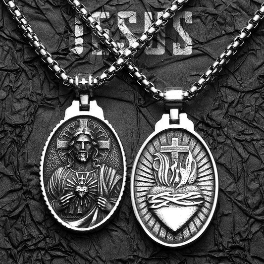 Powerful Amulets Jesus Cross Necklace – Stainless Steel Pendant for Men & Women