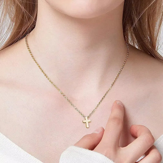 ASONSTEEL Stainless Steel Cross Pendant Necklace – Minimalist Unisex Jewelry for Men & Women