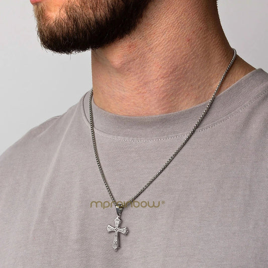 Cross Pendant Necklace for Men & Boys – Stainless Steel Christian Jewelry (50/55/60cm)