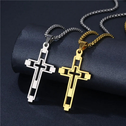 New Cross Stainless Steel Choker Necklace