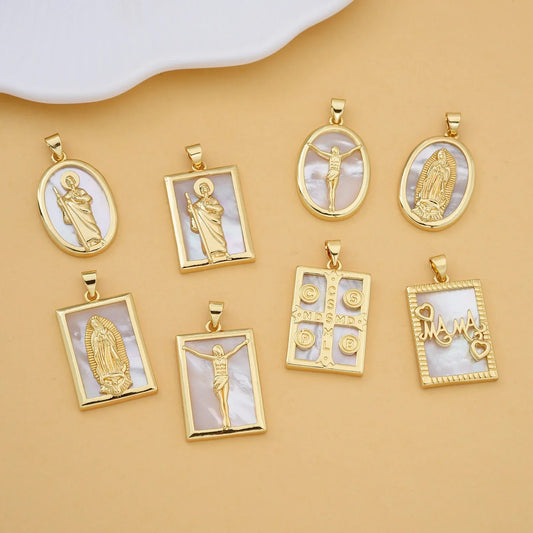 Gold-Plated Virgin Mary "Mama" Pendant – Virgen de Guadalupe Religious Amulet