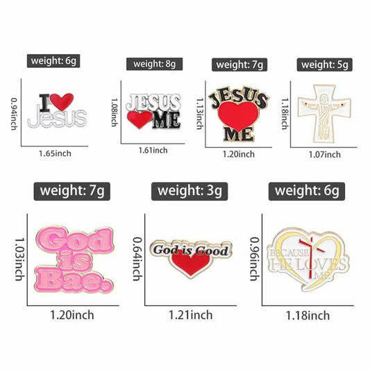 Jesus Loves Me & God Is Good Enamel Pin Set – Custom Christian Metal Brooches for Backpacks & Gifts