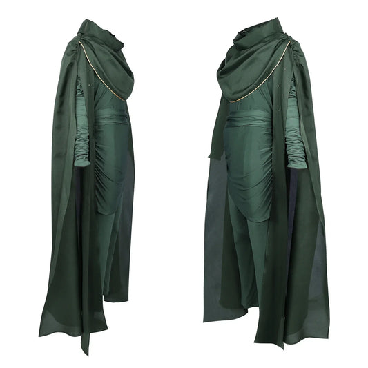God of Lies Loki Cosplay Costume – Green Top, Pants & Cloak Set for Adults