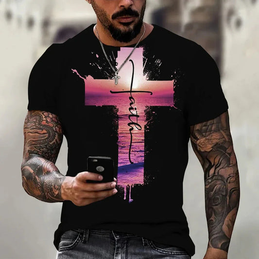 Gothic Jesus T-Shirt – Christian Cross Graphic Streetwear for Men & Women