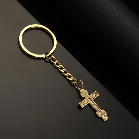 Russian Orthodox Eternal Cross Keychain – Christian Church-Inspired Religious Jewelry Gift