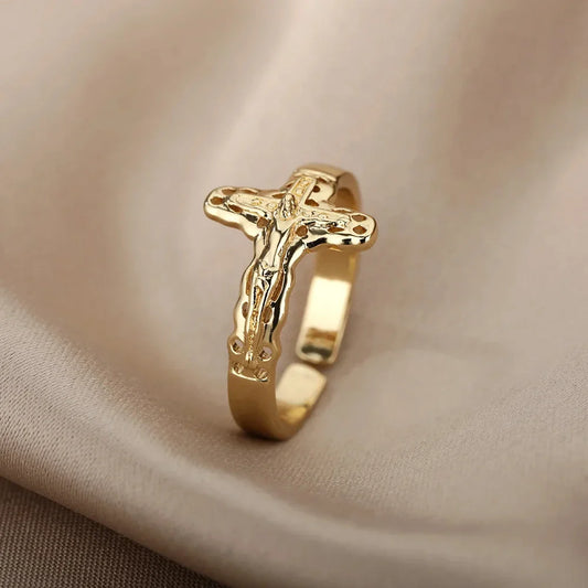 Vintage Jesus Cross Ring