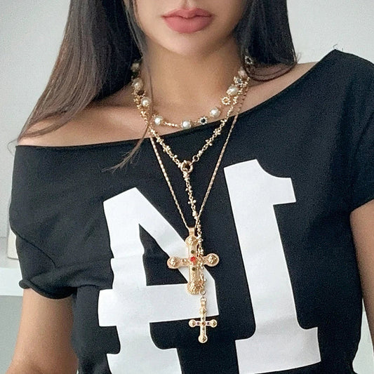 Ingemark Luxury Rhinestone & Imitation Pearl Beads Necklace