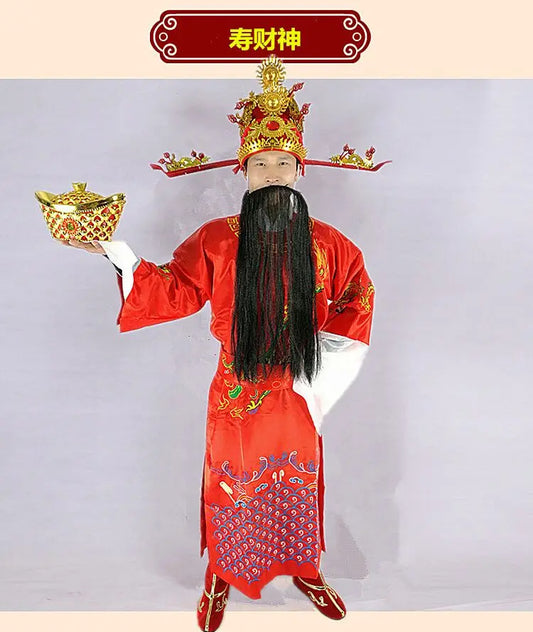Ancient God of Wealth Costume – Caishen Cosplay Outfit for Men