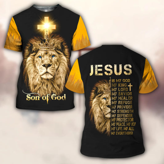 Summer Vintage Lion of Judah T-Shirt – 3D Christian Streetwear for Men