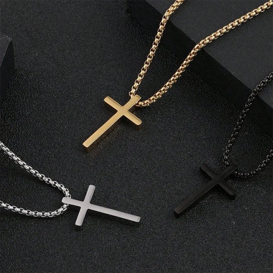 Waterproof Stainless Steel Cross Necklace – Silver Color Unisex Jewelry for Men & Women