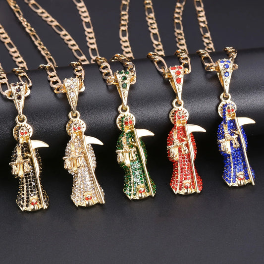 Stylish Santa Muerte Pendant Necklace – Unique Religious Jewelry for Men & Women