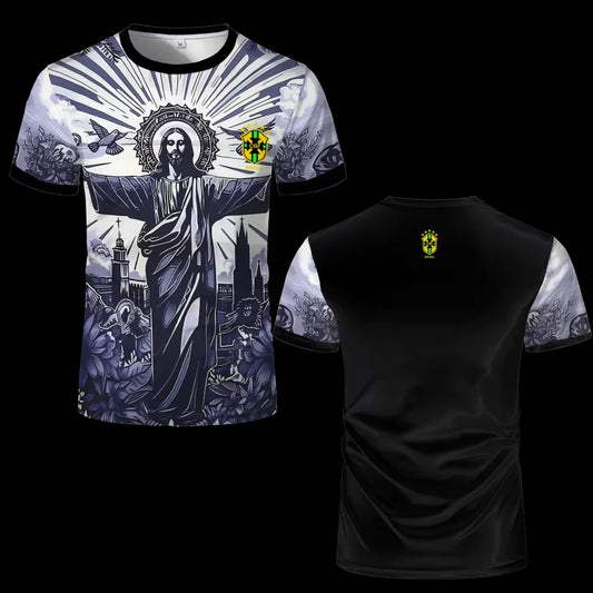 Brazil Special Edition Jesus Football Jersey – Quick-Dry Soccer T-Shirt for Men & Kids