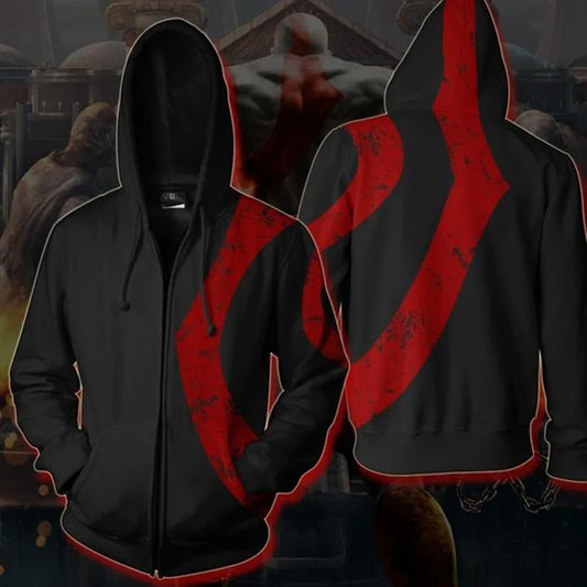 God of War Kratos 3D Print Hoodie – Pullover/Zipper Cosplay Sweatshirt for Gamers