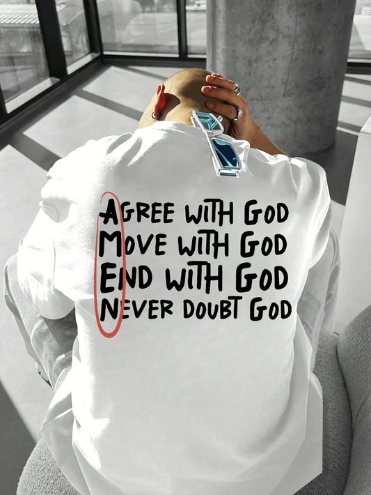 Christian "God" Print T-Shirt – 100% Cotton Casual Faith Tee for Men