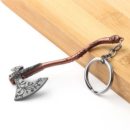 God of War Kratos Axe & Shield Keychain – Gaming-Inspired Pendant for Men & Women