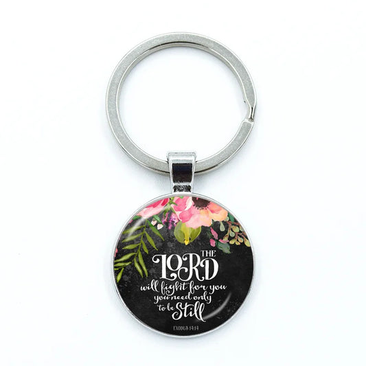 Give Thanks With A Grateful Heart Keychain – Bible Verse Glass Cabochon Charm Gift