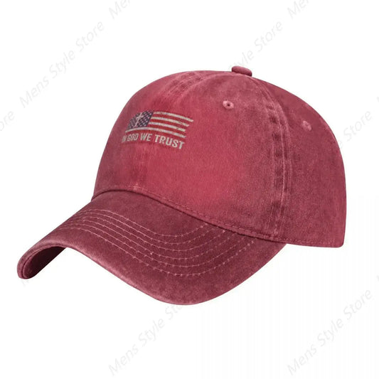 In God We Trust – Vintage USA Flag Cross T-Shirt & Patriotic Hat for Men & Women