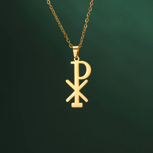 Chi Rho Necklace – Stainless Steel Christian Pendant for Men & Women