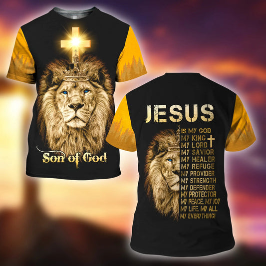 Summer Vintage Lion of Judah T-Shirt – 3D Christian Streetwear for Men
