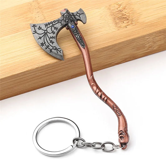 God of War Kratos Axe & Shield Keychain – Gaming-Inspired Pendant for Men & Women