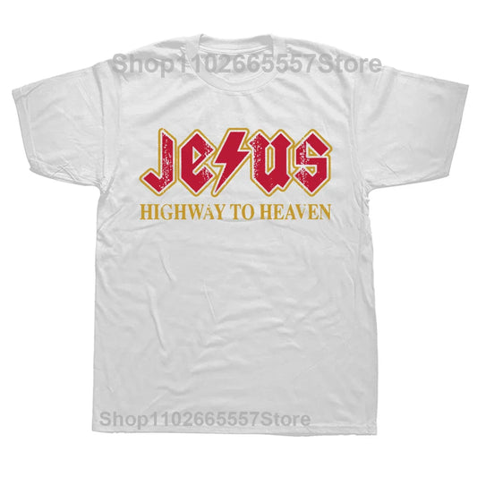 Vintage "Jesus Rocks – Highway to Heaven" T-Shirt – Christian Graphic Tee for Men