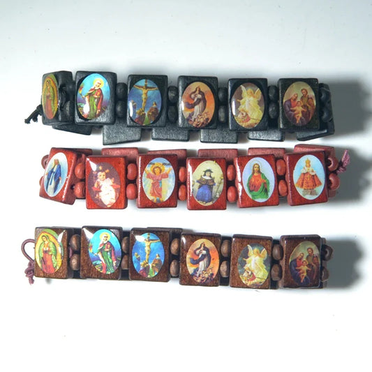 36x Wooden Rosary Beads Bracelets – Catholic Christian Orthodox Religious Jewelry